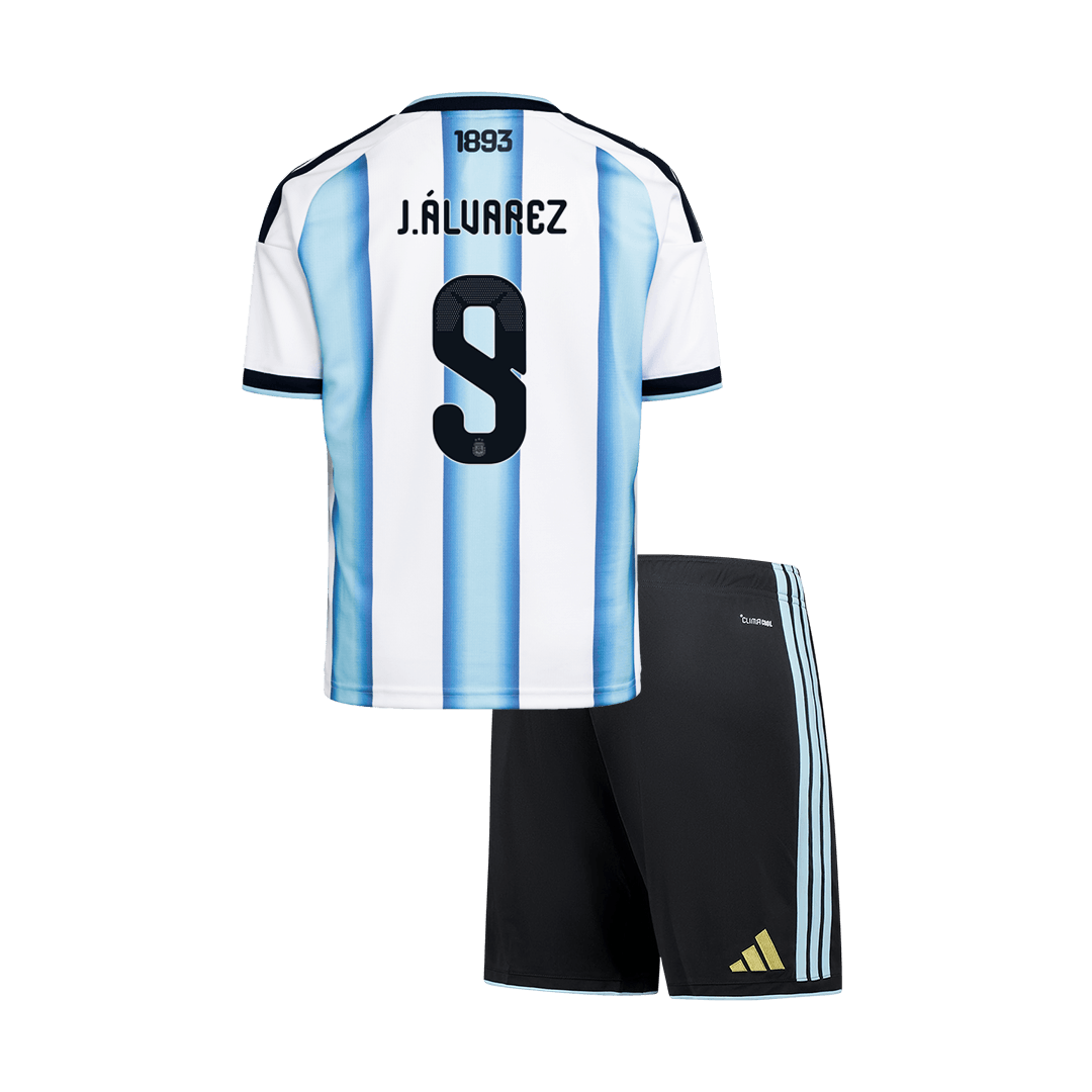 J.ÁLVAREZ #9 Argentina Kids Home Soccer Kit World Cup 2026 Blue&White [PREMIUM]