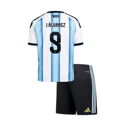 J.ÁLVAREZ #9 Argentina Kids Home Soccer Kit World Cup 2026 Blue&White [PREMIUM]