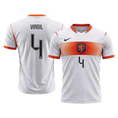 VIRGIL #4 Netherlands Mens Away Soccer Jersey World Cup 2026 White - Player Version