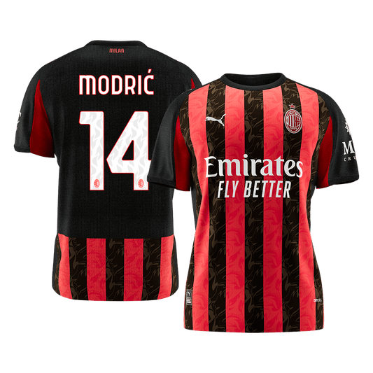 MODRIĆ #14 AC Milan Mens Home Soccer Jersey 2025/26 Red&Black [PREMIUM]