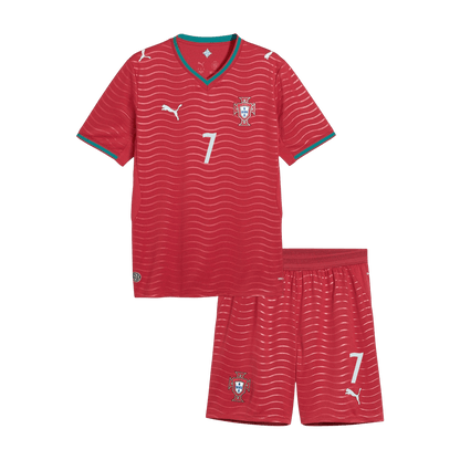 RONALDO #7 Portugal Kids Home Soccer Kit World Cup 2026 Red [PREMIUM]