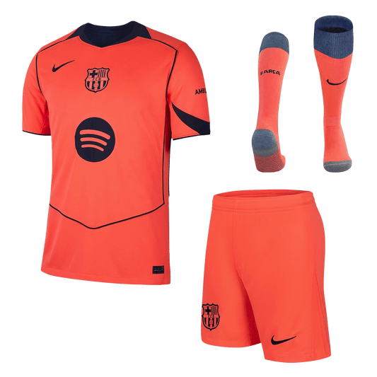 Barcelona Mens Third Away Soccer Full Set 2025/26 Orange