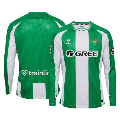 Real Betis Mens Home Long Sleeve Soccer Jersey 2025/26 Green&White