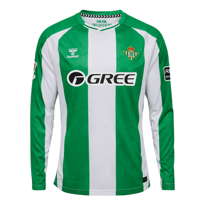 Real Betis Mens Home Long Sleeve Soccer Jersey 2025/26 Green&White
