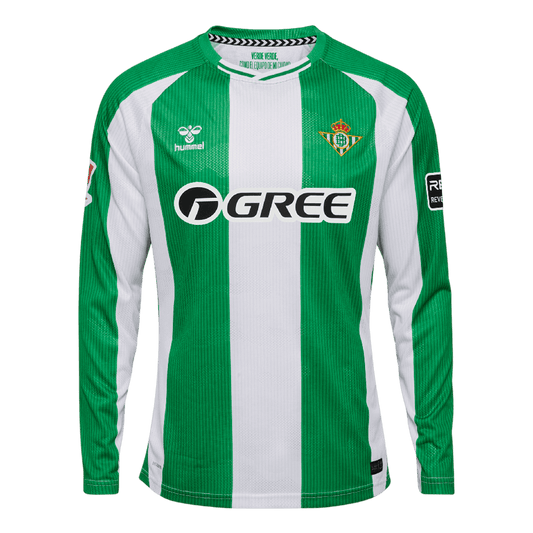 Real Betis Mens Home Long Sleeve Soccer Jersey 2025/26 Green&White