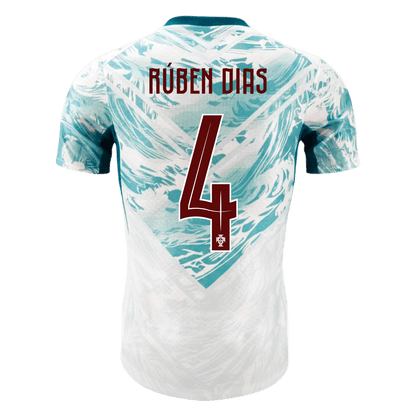 RÚBEN DIAS #4 Portugal Mens Away Soccer Jersey World Cup 2026 White&Green - Player Version