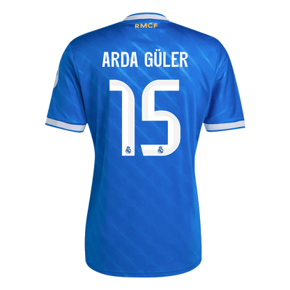 ARDA GÜLER #15 Real Madrid Mens Third Away Soccer Jersey 2025/26 Blue