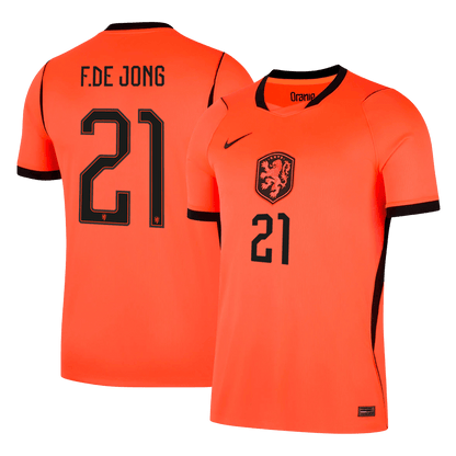 F.DE JONG #21 Netherlands Mens Home Soccer Jersey World Cup 2026 Orange