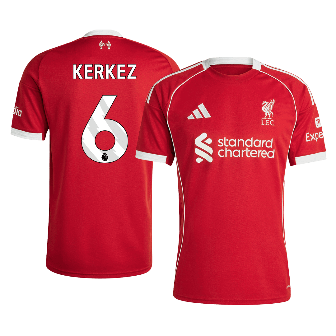 KERKEZ #6 Liverpool Mens Home Soccer Jersey 2025/26 Red
