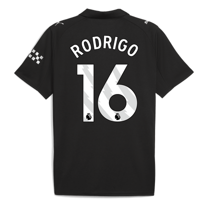 RODRIGO #16 Manchester City Mens Away Soccer Jersey 2025/26 Black