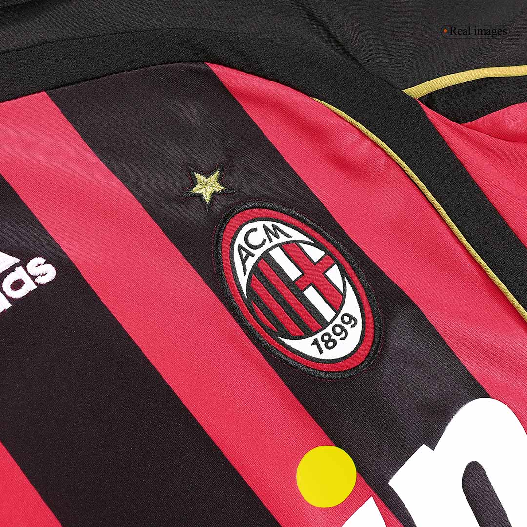 Retro MALDINI #3 AC Milan Mens Home Long Sleeve Soccer Jersey 2006/07 Red&Black