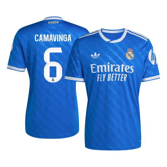 CAMAVINGA #6 Real Madrid Mens Third Away Soccer Jersey 2025/26 Blue