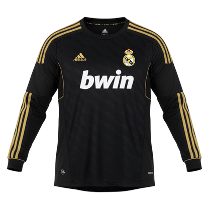 Retro Real Madrid Mens Away Long Sleeve Soccer Jersey 2011/12 Black