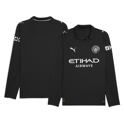 Manchester City Mens Away Long Sleeve Soccer Jersey 2025/26 Black