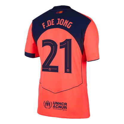 F.DE JONG #21 Barcelona Mens Third Away Soccer Jersey UCL 2025/26 Orange - Player Version