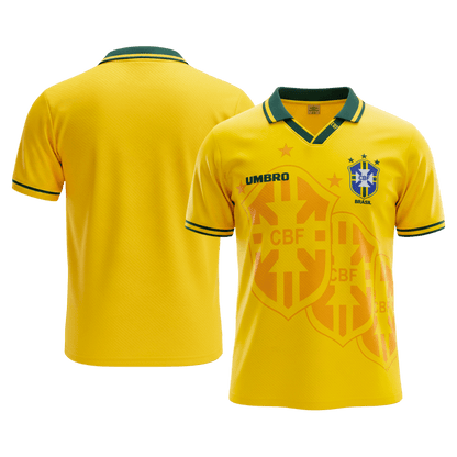 Retro Brazil Mens Home Soccer Jersey 1994 Yellow