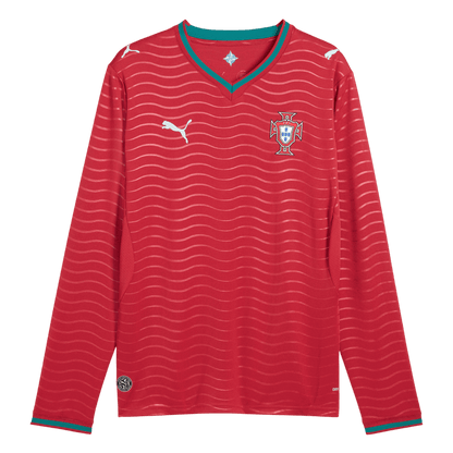 Portugal Mens Home Long Sleeve Soccer Jersey World Cup 2026 Red