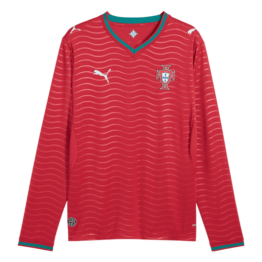 Portugal Mens Home Long Sleeve Soccer Jersey World Cup 2026 Red