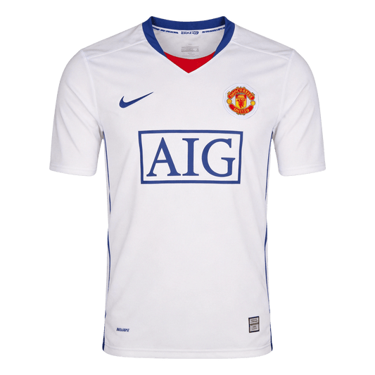 Retro Manchester United Mens Away Soccer Jersey 2008/09 White