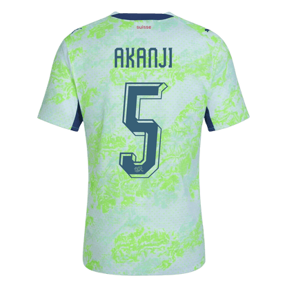 AKANJI #5 Switzerland Mens Away Soccer Jersey World Cup 2026 Green - Player Version