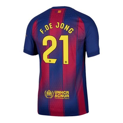 F.DE JONG #21 Barcelona Mens Home Soccer Jersey 2025/26 Red&Blue - Player Version