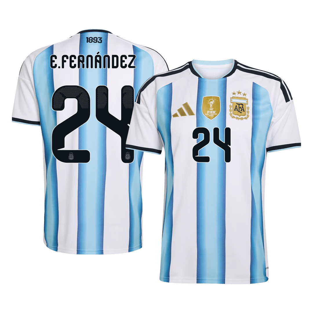 E. FERNÁNDEZ #24 Argentina Mens Home Soccer Jersey World Cup 2026 Blue&White [PREMIUM]