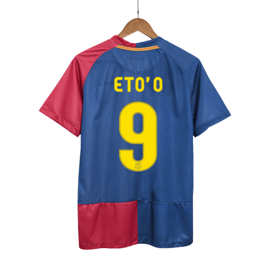 Retro ETO'O #9 Barcelona Mens Home Soccer Jersey UCL Final UCL 2008/09 Blue&Red