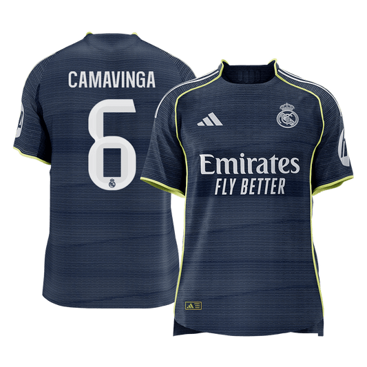 CAMAVINGA #6 Real Madrid Mens Away Soccer Jersey 2025/26 Navy - Player Version [PREMIUM]