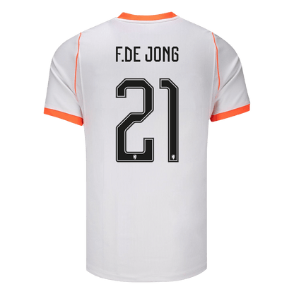 F.DE JONG #21 Netherlands Mens Away Soccer Jersey World Cup 2026 White