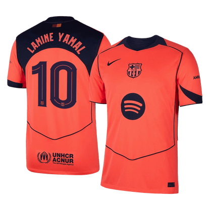 LAMINE YAMAL #10 Barcelona Mens Third Away Soccer Jersey UCL 2025/26 Orange