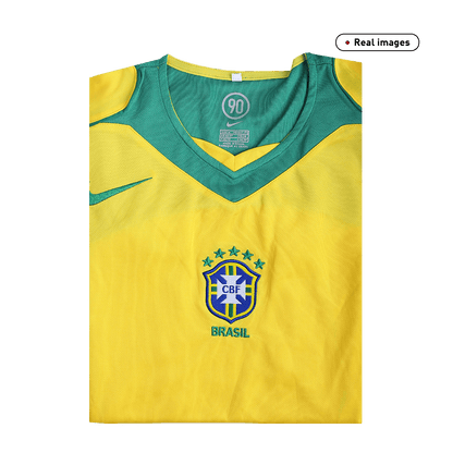 Retro Brazil Mens Home Soccer Jersey 2004 Yellow