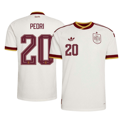 PEDRI #20 Spain Mens Away Soccer Jersey World Cup 2026 White - Player Version