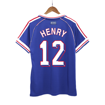 Retro HENRY #12 France Mens Home Soccer Jersey World Cup 1998 Blue