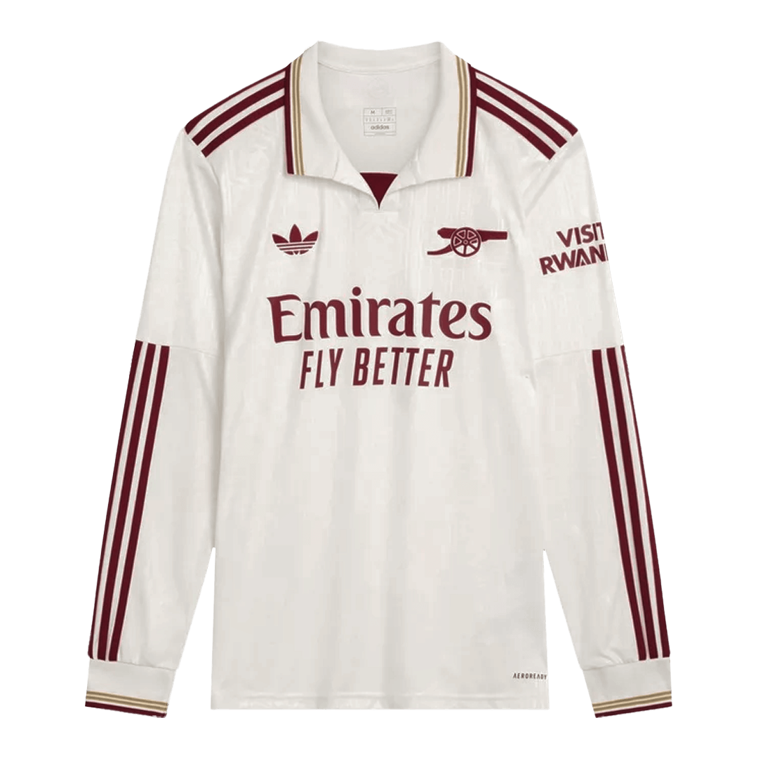 Arsenal Mens Third Away Long Sleeve Soccer Jersey 2025/26 White
