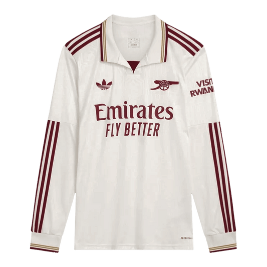 Arsenal Mens Third Away Long Sleeve Soccer Jersey 2025/26 White