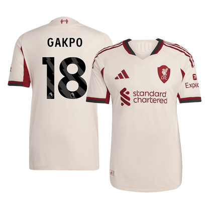 GAKPO #18 Liverpool Mens Away Soccer Jersey 2025/26 White - Player Version
