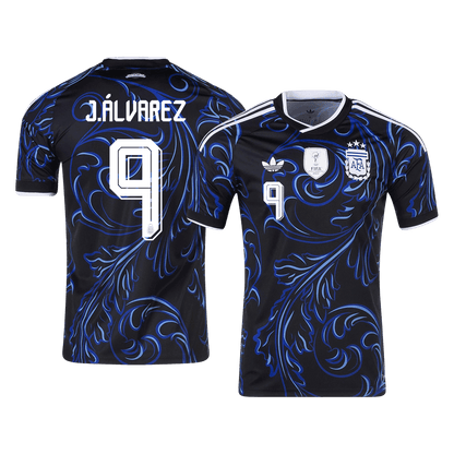 J. ÁLVAREZ #9 Argentina Mens Away Soccer Jersey World Cup 2026 Black