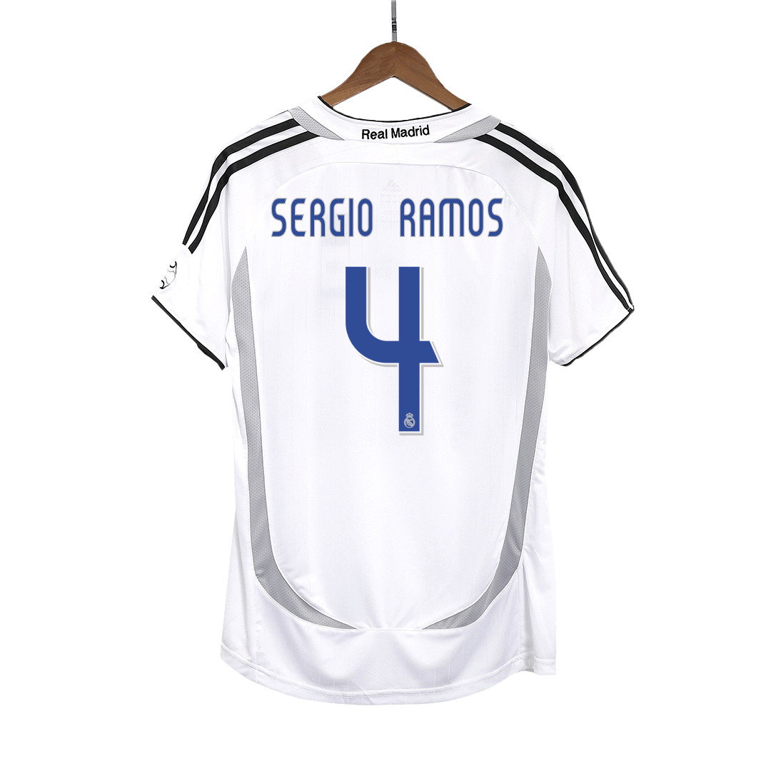 Retro SERGIO RAMOS #4 Real Madrid Mens Home Soccer Jersey 2006/07 White