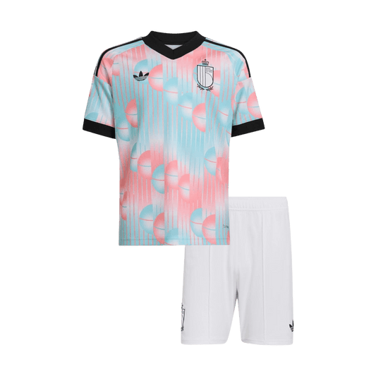 Belgium Kids Away Soccer Kit World Cup 2026 Blue&Pink