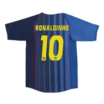 Retro RONALDINHO #10 Barcelona Mens Away Soccer Jersey 2004/05 Blue