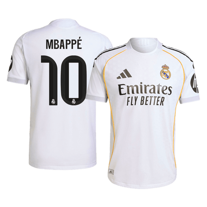 MBAPPÉ #10 Real Madrid Mens Home Soccer Jersey 2025/26 White [PREMIUM]